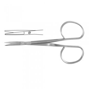Ribbon Iris Scissor Straight - Flat Shanks - Blunt Stainless Steel, 10 cm - 4"
